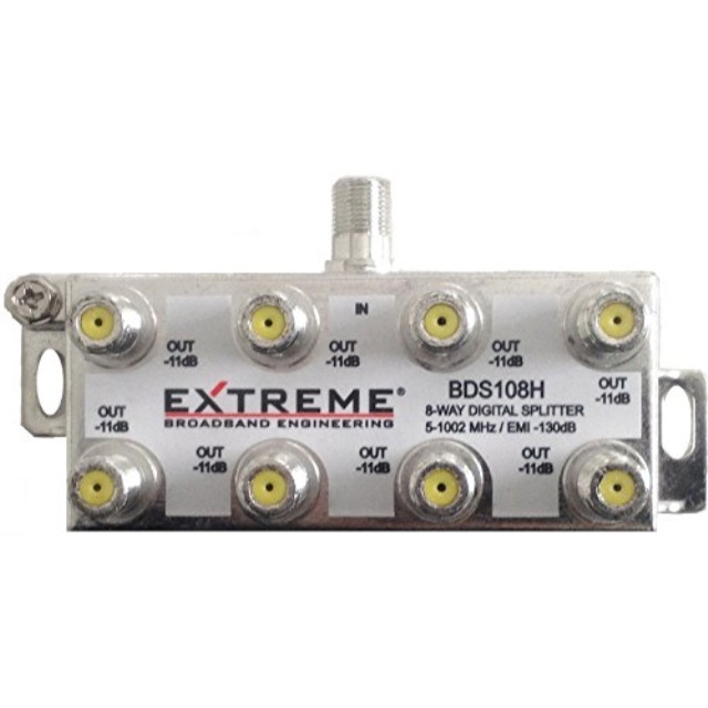 EXTREME 8 WAY BALANCED HD DIGITAL 1GHz HIGH PERFORMANCE HORIZONTAL COAX CABLE SPLITTER - BDS108H