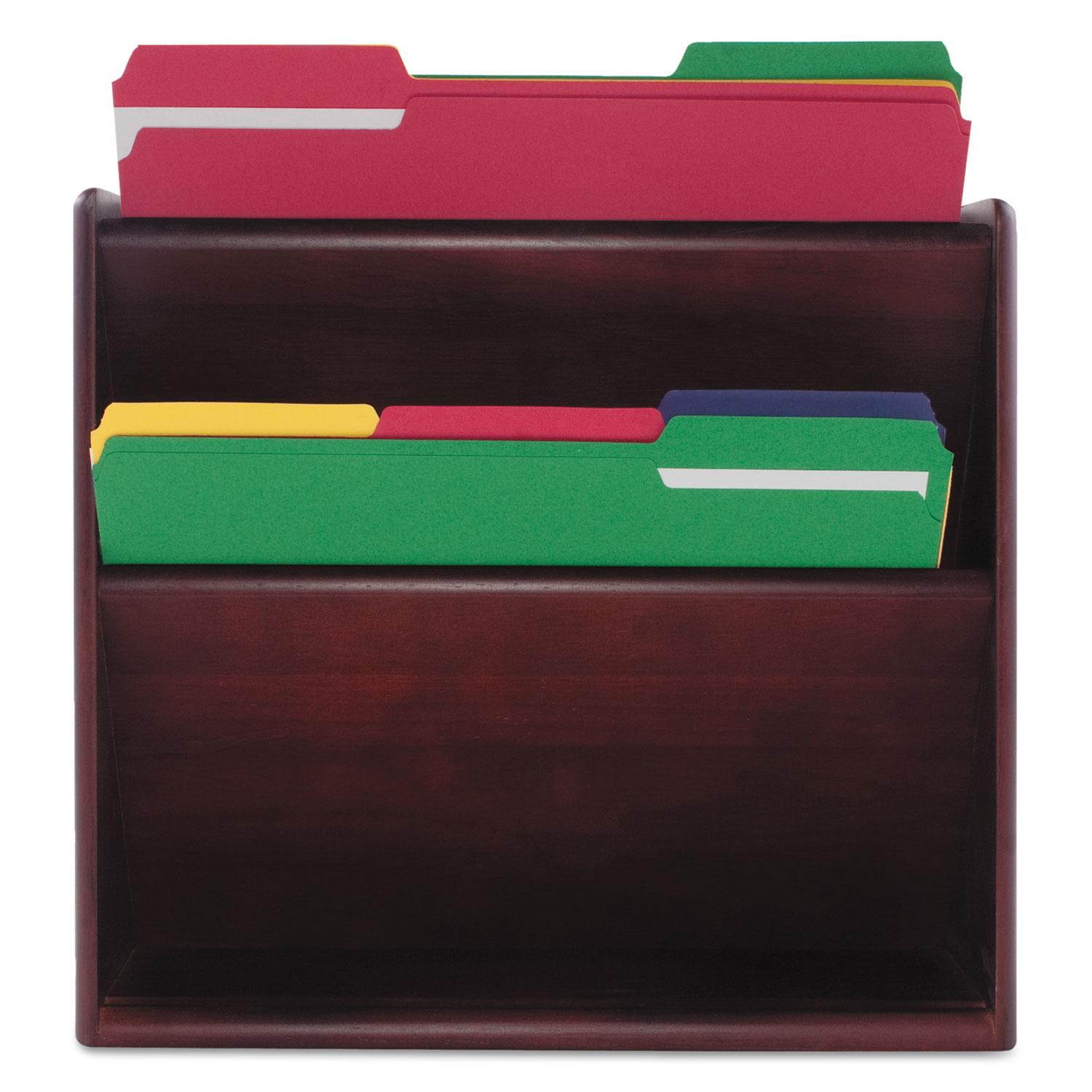 Hardwood Double Wall File, Letter, Two Pocket, Mahogany