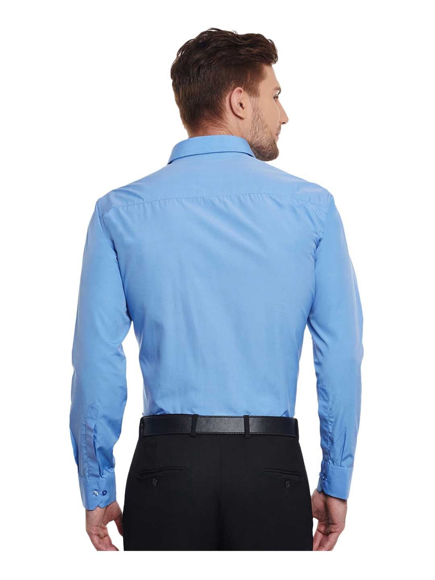 English Navy Blue Full Sleeves Solid Shirt