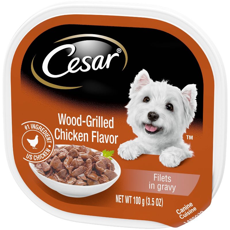 Cesar Filets in Gravy Wet Dog Food Wood Grilled Chicken Flavor - 3.5oz