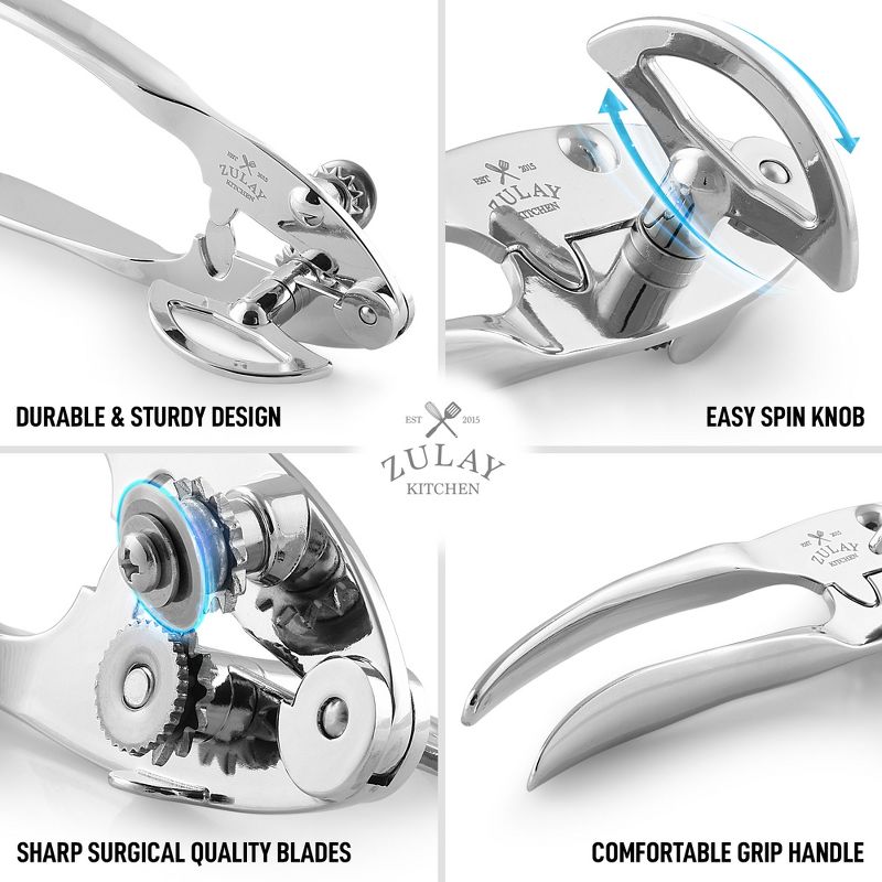 Zulay Kitchen Manual Can Opener With Smooth Comfortable Grip Handle