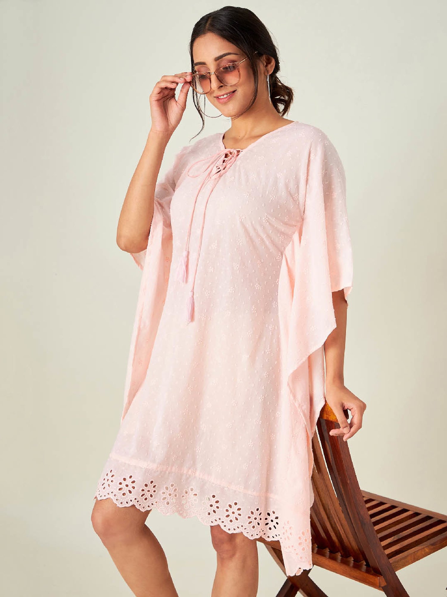 The Kaftan Company Light Pink Kaftan Dress