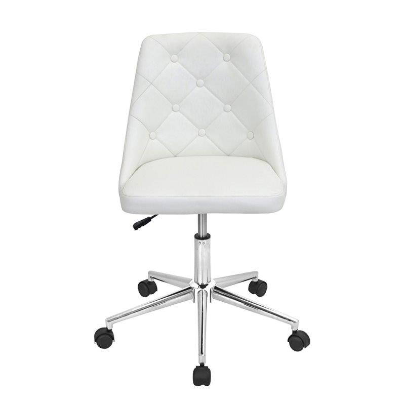 Lumisource Marche Upholstered Swivel Office Chair in White