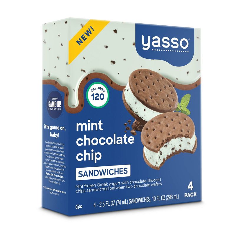 Yasso Mint Chocolate Chip Frozen Greek Yogurt Sandwich - 10oz/4ct