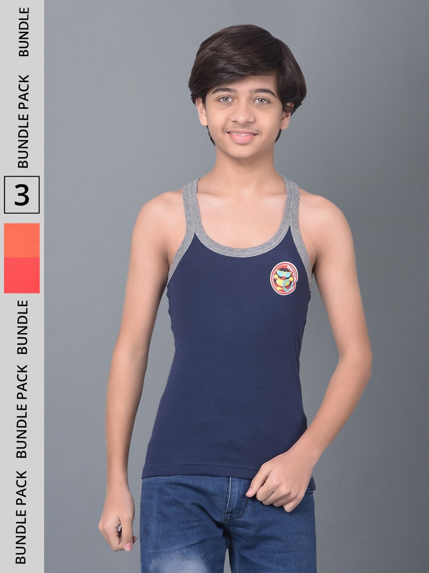 Dollar Bigboss Boys Multicolor Solid Gym Vest (Pack Of 3)