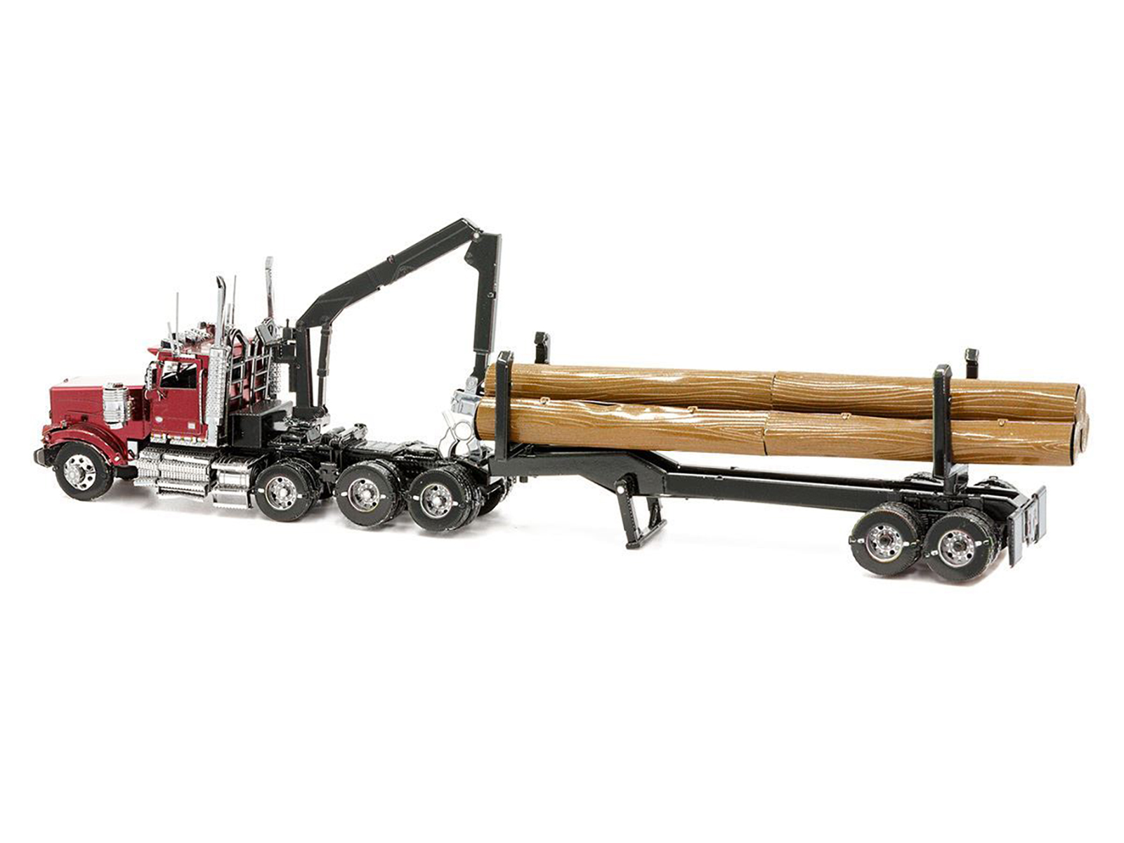Model Kit Western Star 4900SF Log Truck Red (Challenging Difficulty) Steel Model by Metal Earth