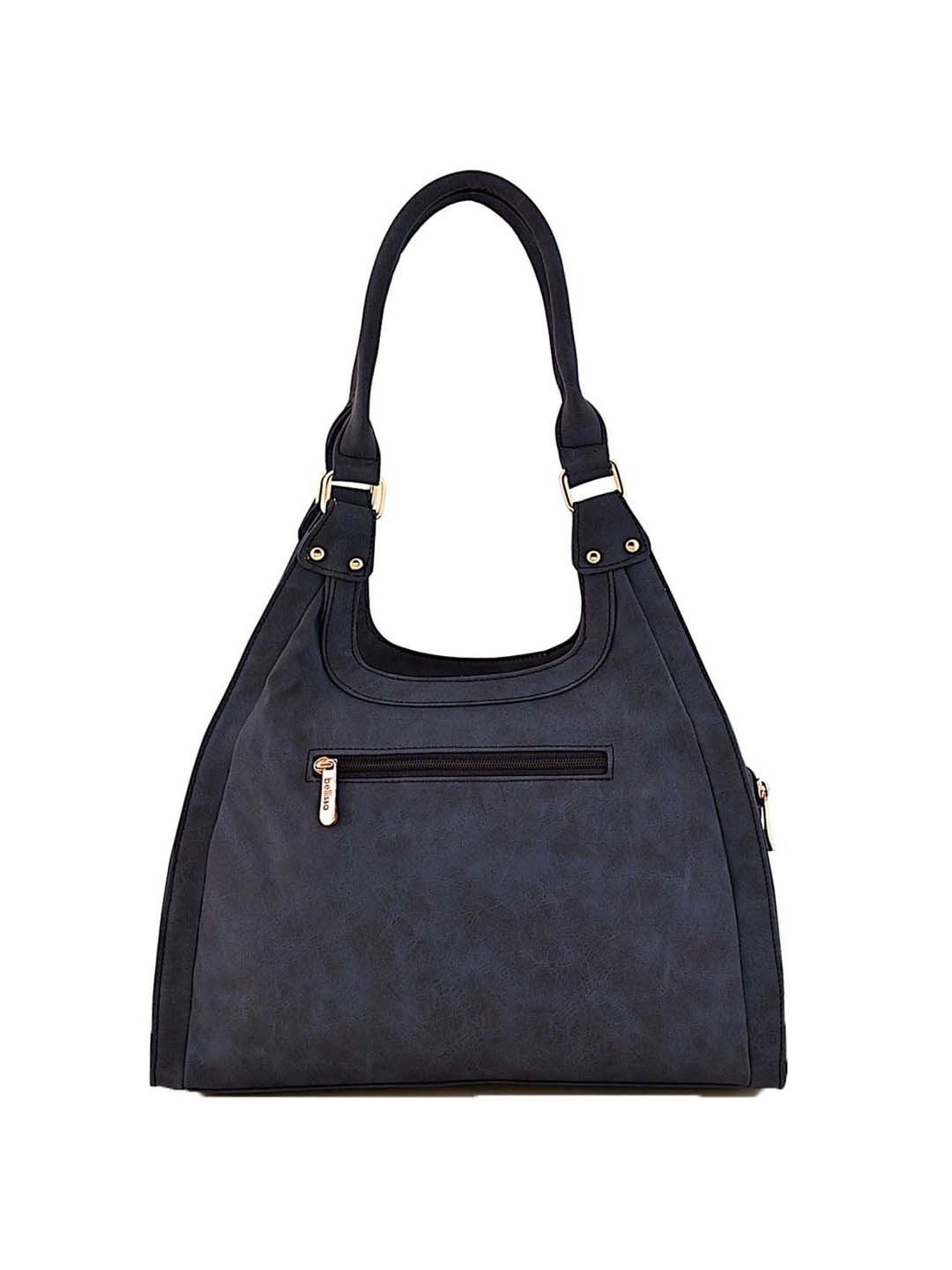 Bellissa Blue PU Textured Hobo Shoulder Handbag