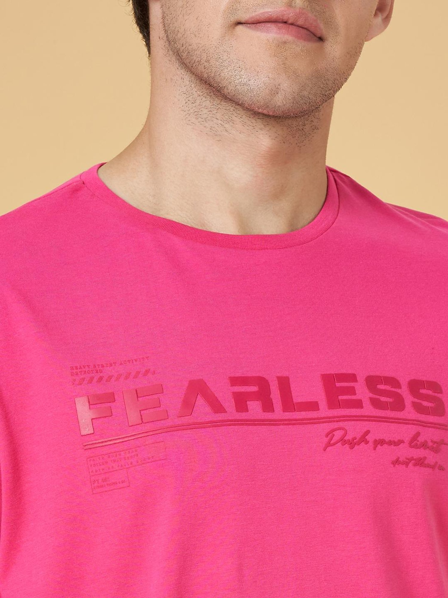 Street 808 By Pantaloons Pink Cotton Regular Fit Printed T-Shirt