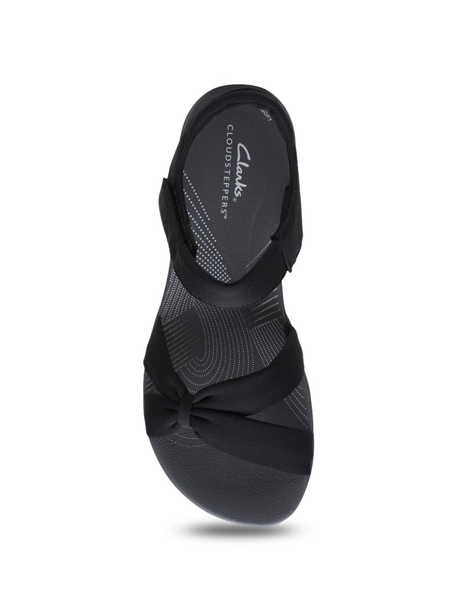 Clarks Women's Arla Shore Black Ankle Strap Wedges