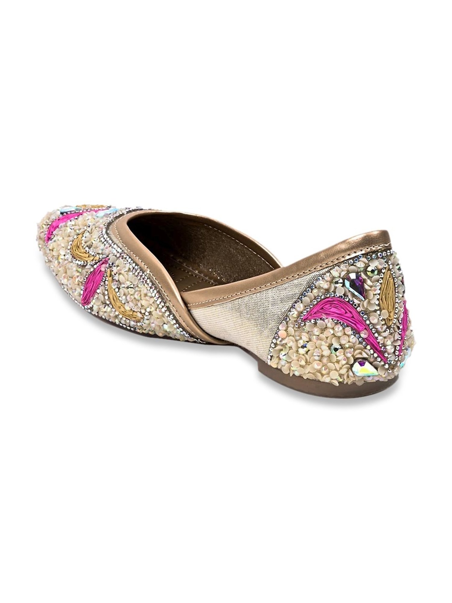 Jove Women's Gold Ethnic Juttis