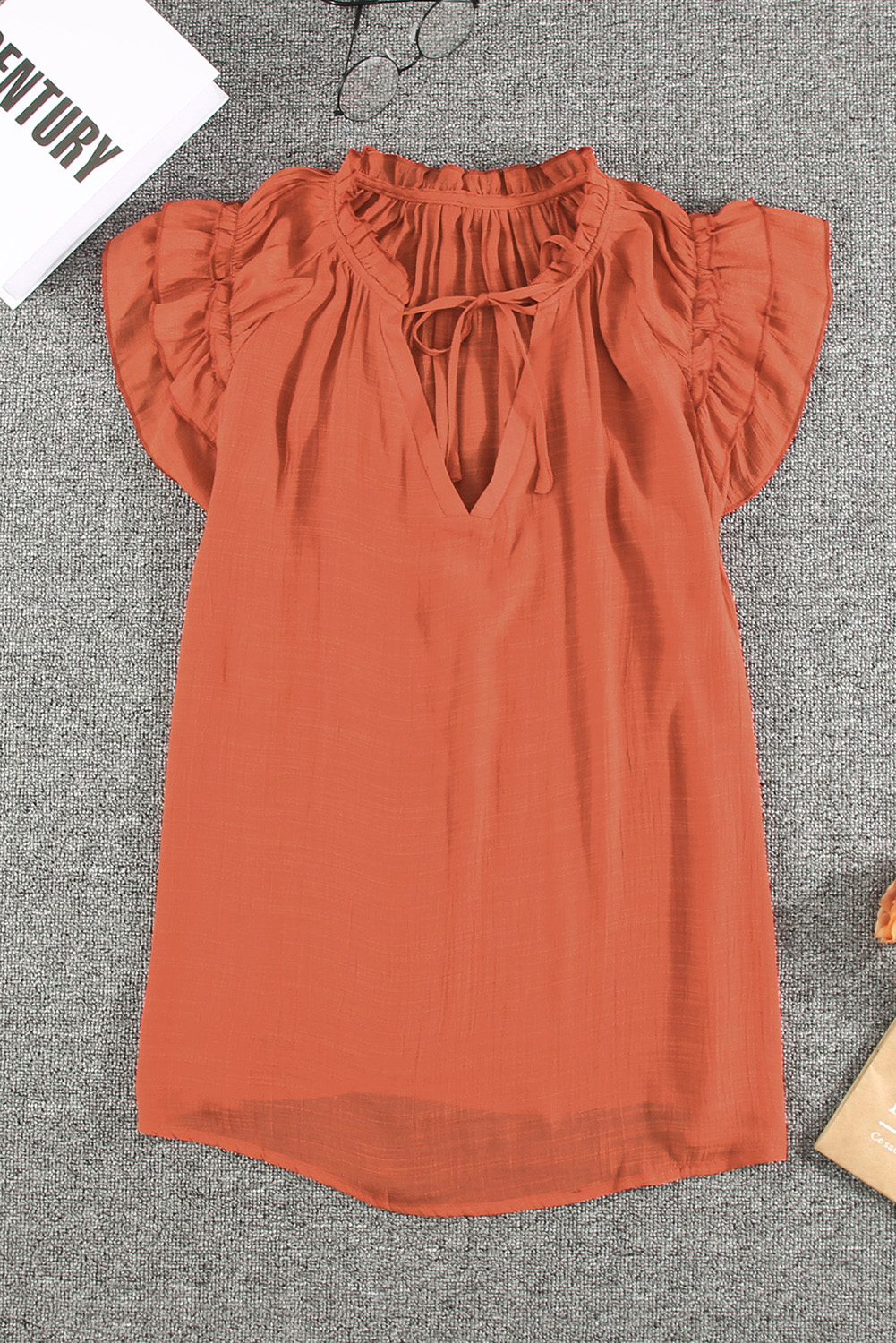 One World Apparel Jacquard Square Neck Short Sleeve Ivory Multi Floral Print Top