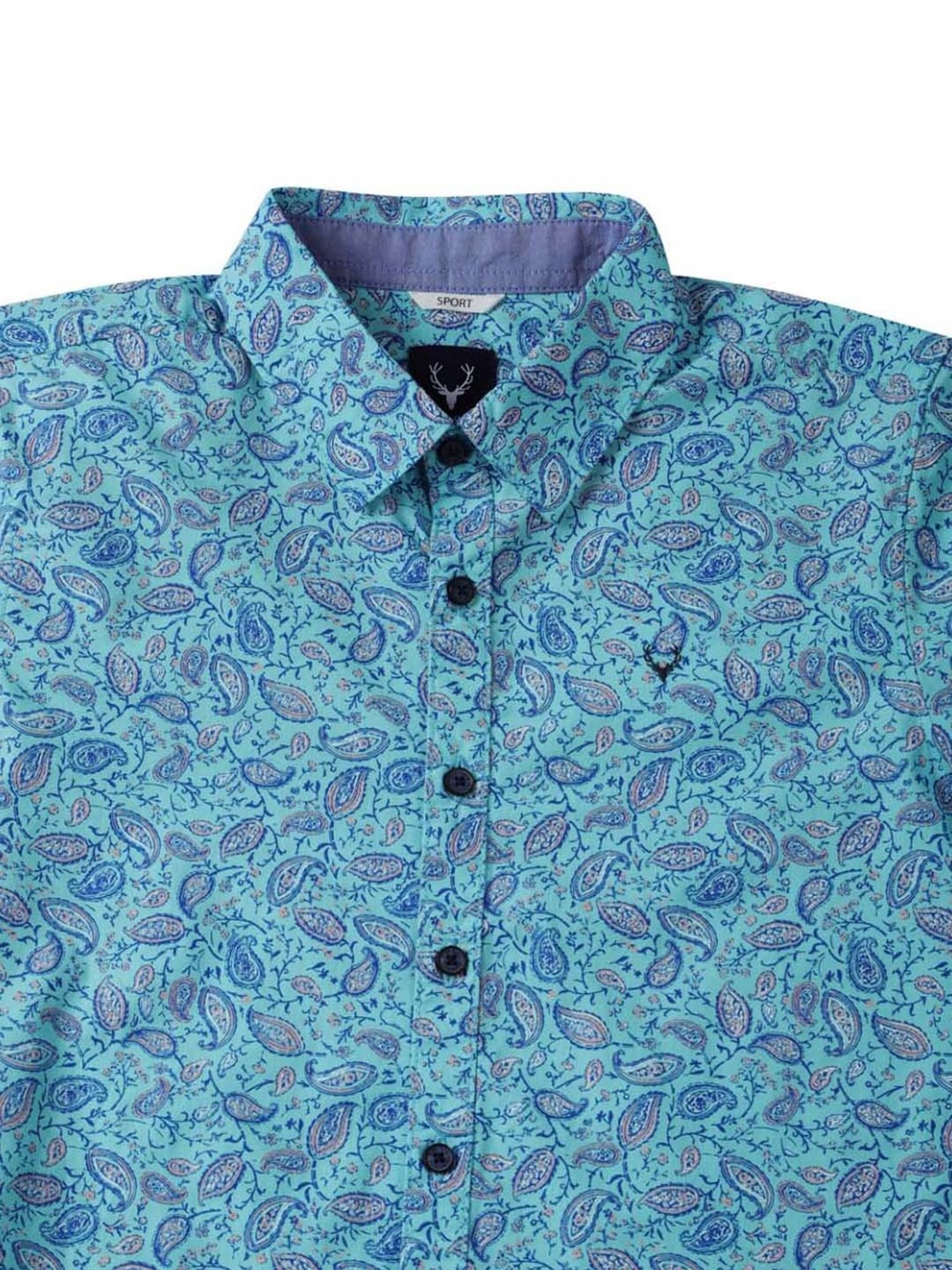 Allen Solly Junior Blue Cotton Printed Full Sleeves Shirt
