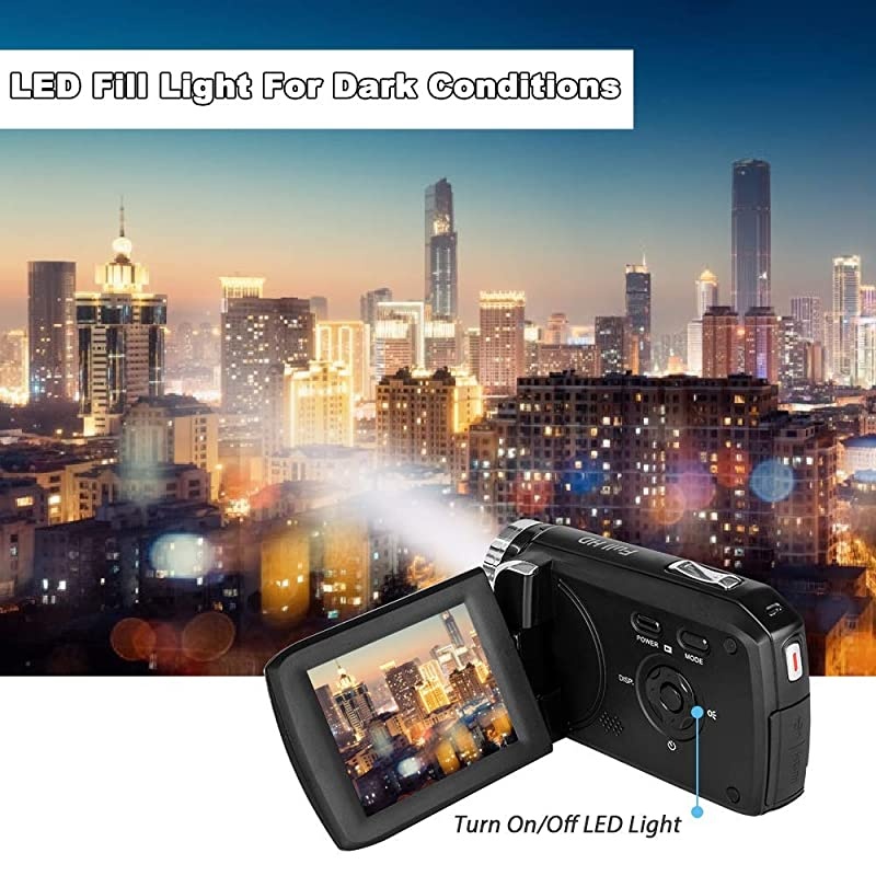 Video Camera Camcorder  HD 1080P 12.0MP 2.8 Inch LCD 270 Degrees Rotatable Screen 8X Digital Zoom Camera Recorder YouTube Vlogging Camera with Rechargable Battery (Black)