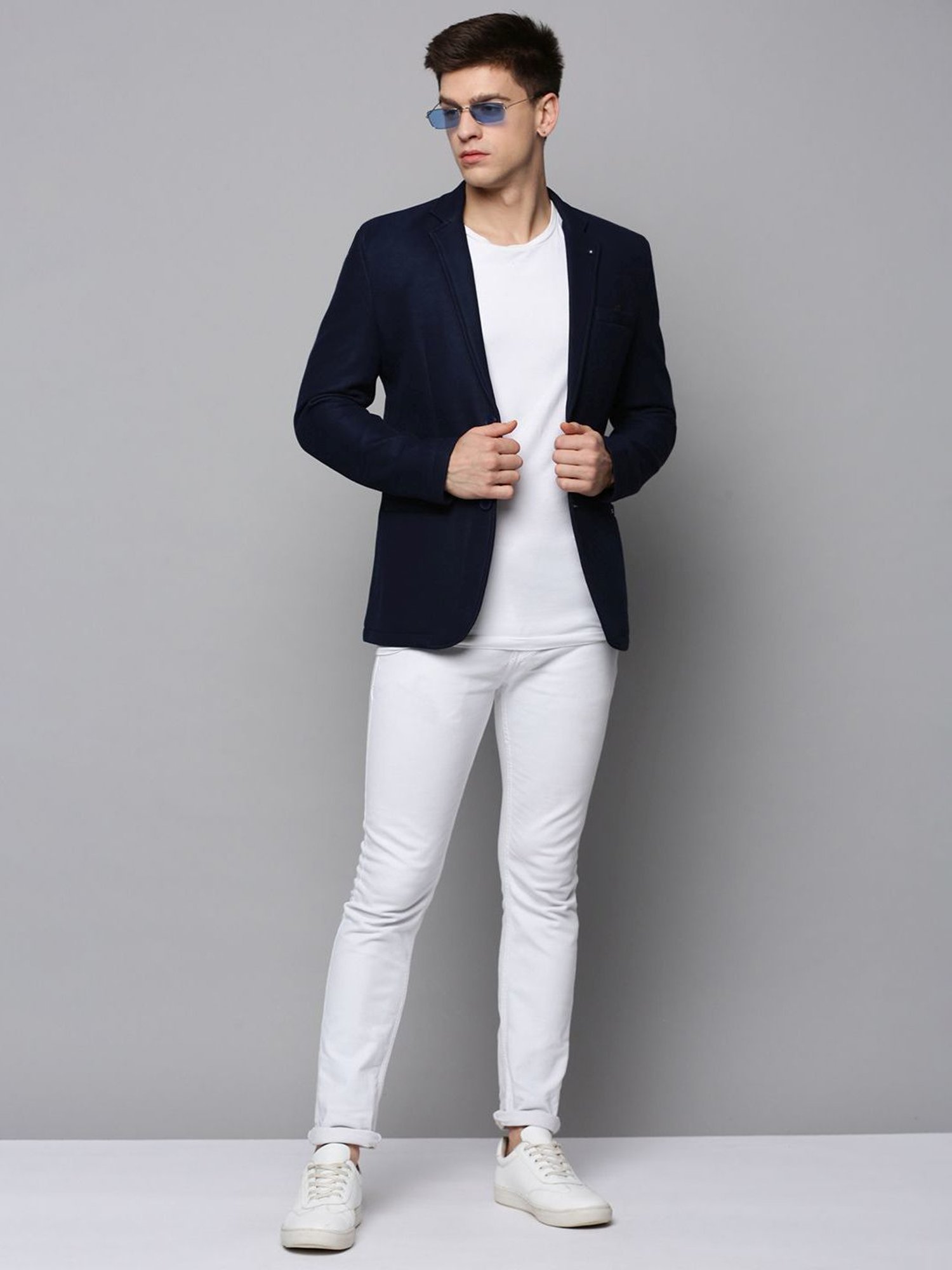 Louis Philippe Light Blue Regular Fit Blazer