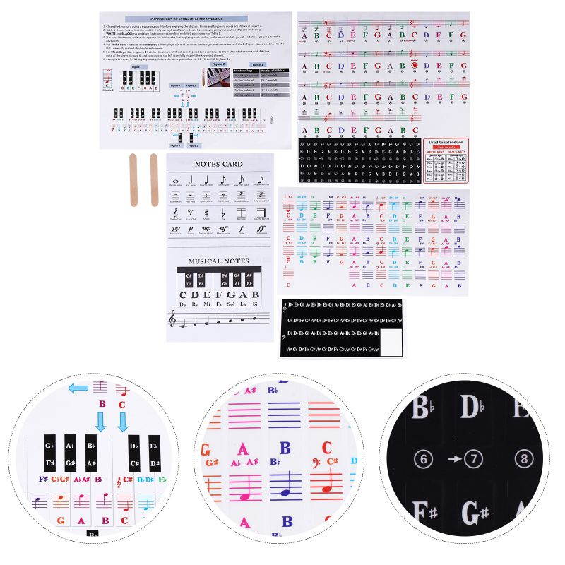 2 Sets Beginner Learning Transparent Piano Keyboard Stickers Convenient Decals