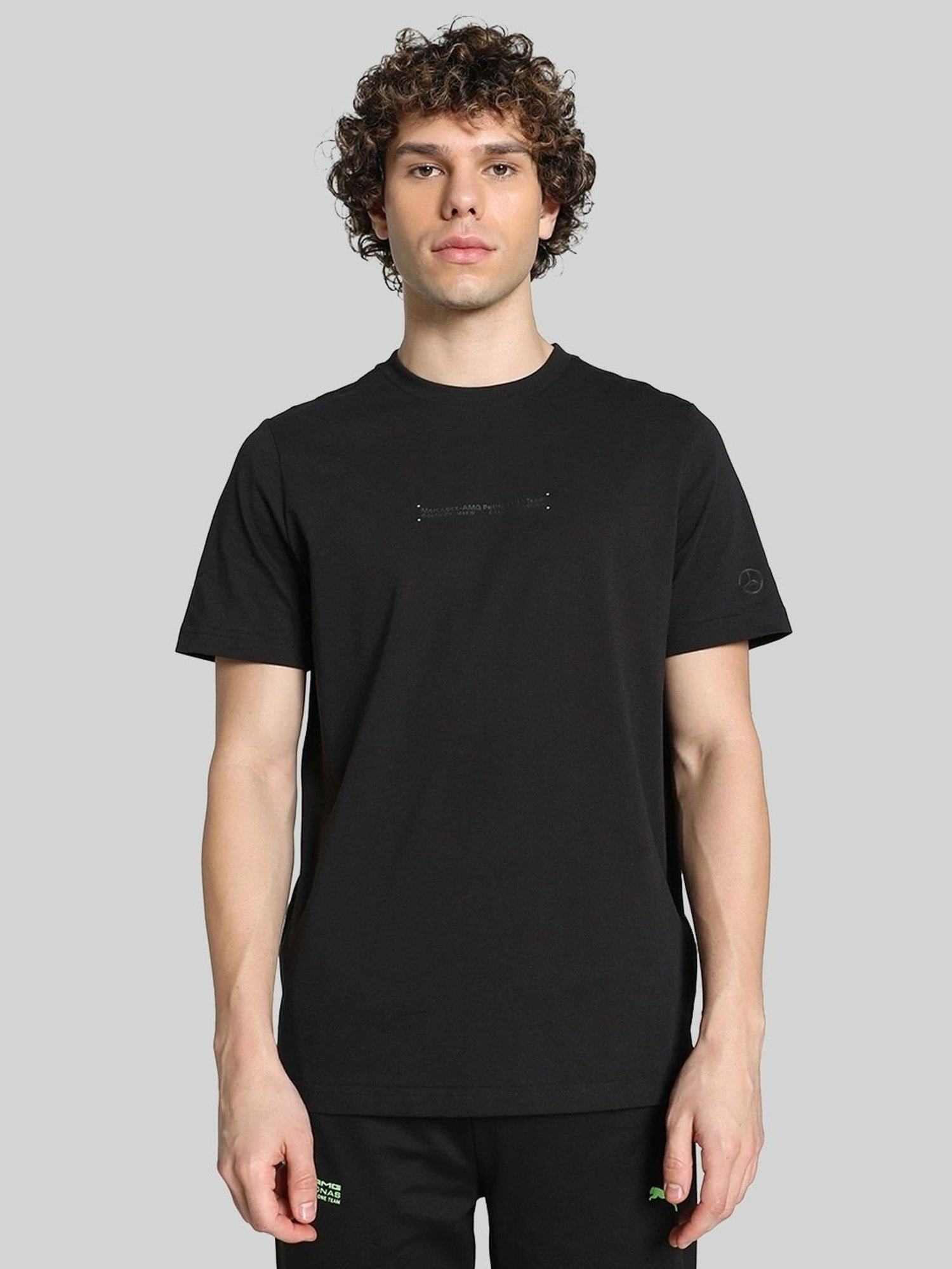 Puma Black Cotton Regular Fit Printed T-Shirt