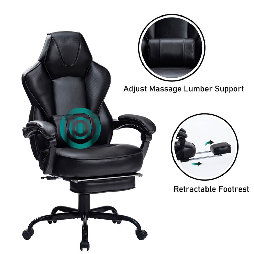 VON RACER Reclining Gaming Chair with Large Lumbar Support Cushion Racing Style Video Game PC Computer Gamer Gaming Chairs Ergonomic Office High Back Chair