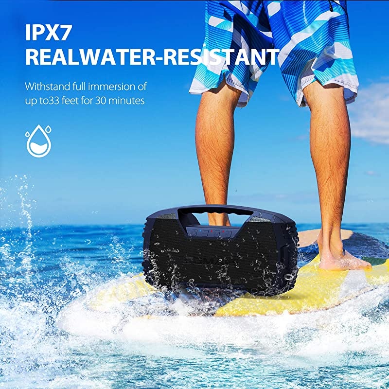 GO Bluetooth Speakers, IXP7 Waterproof, Outdoor 40W Wireless Stereo Pairing Booming Bass Speaker, Bluetooth 5.0, 10000mAh Power Bank, Durable for Everywhere -Gentle Blue