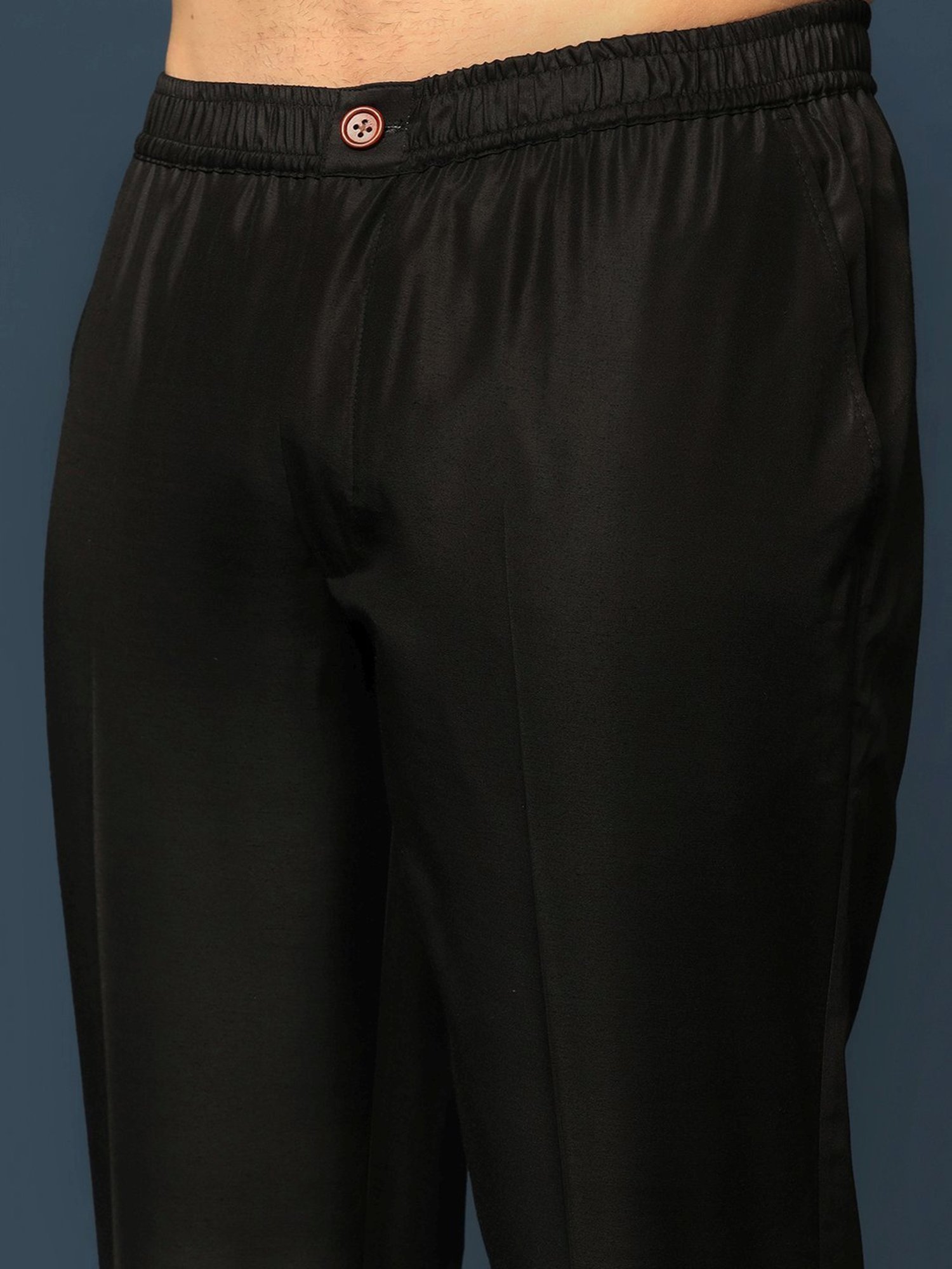 KISAH Navy Cotton Regular Fit Self Pattern Sherwani Set