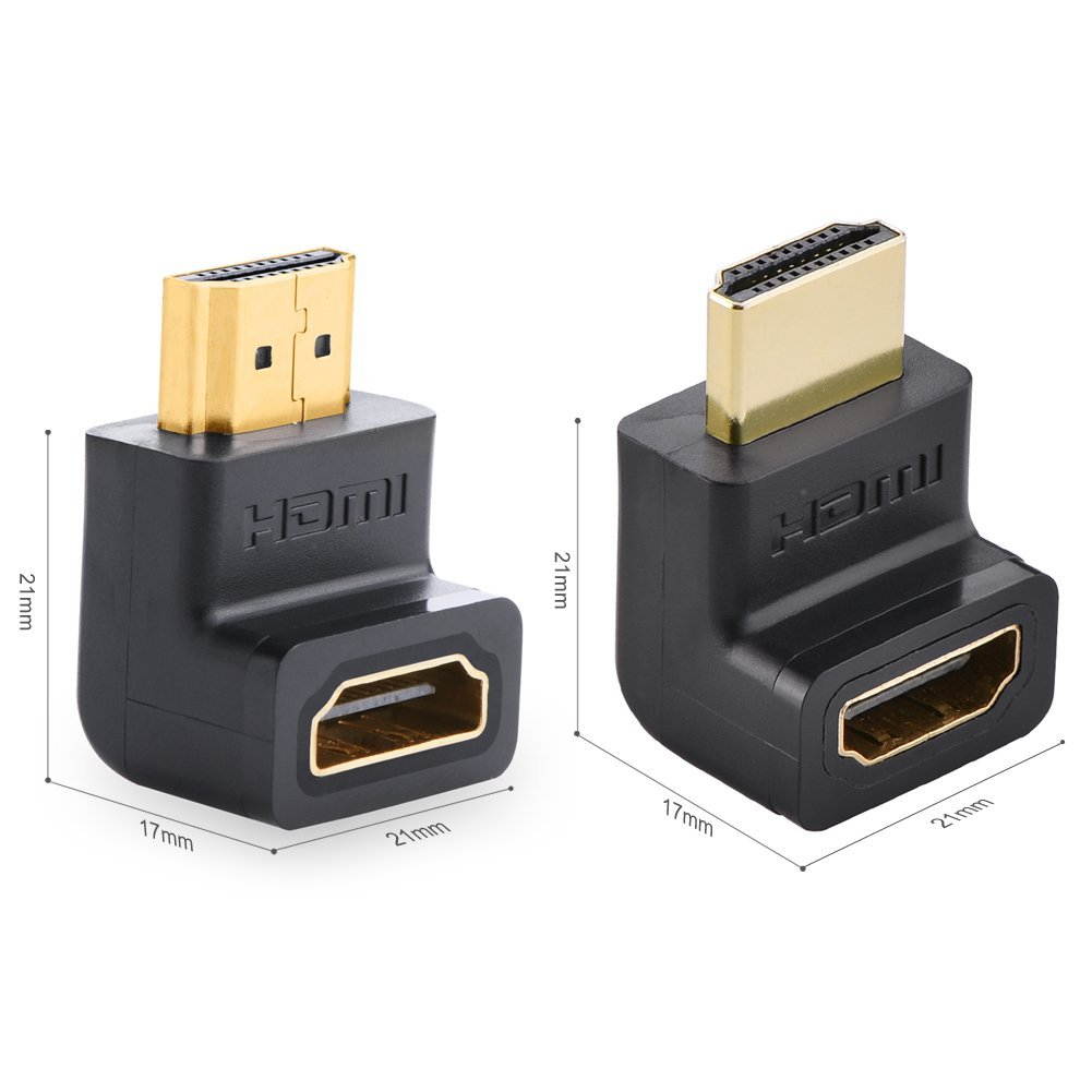 Ugreen High Speed HDMI Port Saver Male to Female Adapter Right Angled 90 Degree +270 degree