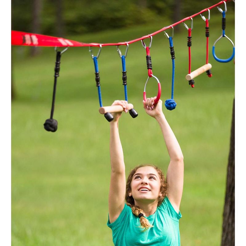 HearthSong Original 36'L 7-Piece Ninjaline Backyard Hanging Obstacle Course Kit for Kids