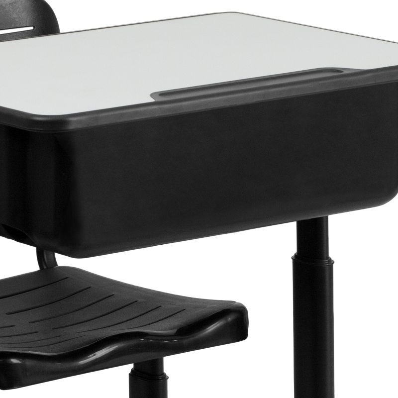Emma and Oliver Adjustable Height Student Desk and Chair with Black Pedestal Frame