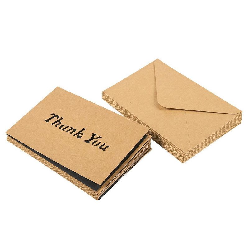 Best Paper Greetings 12 Pack Rustic Thank You Cards, Kraft Paper Design with Envelopes (4 x 6 in)