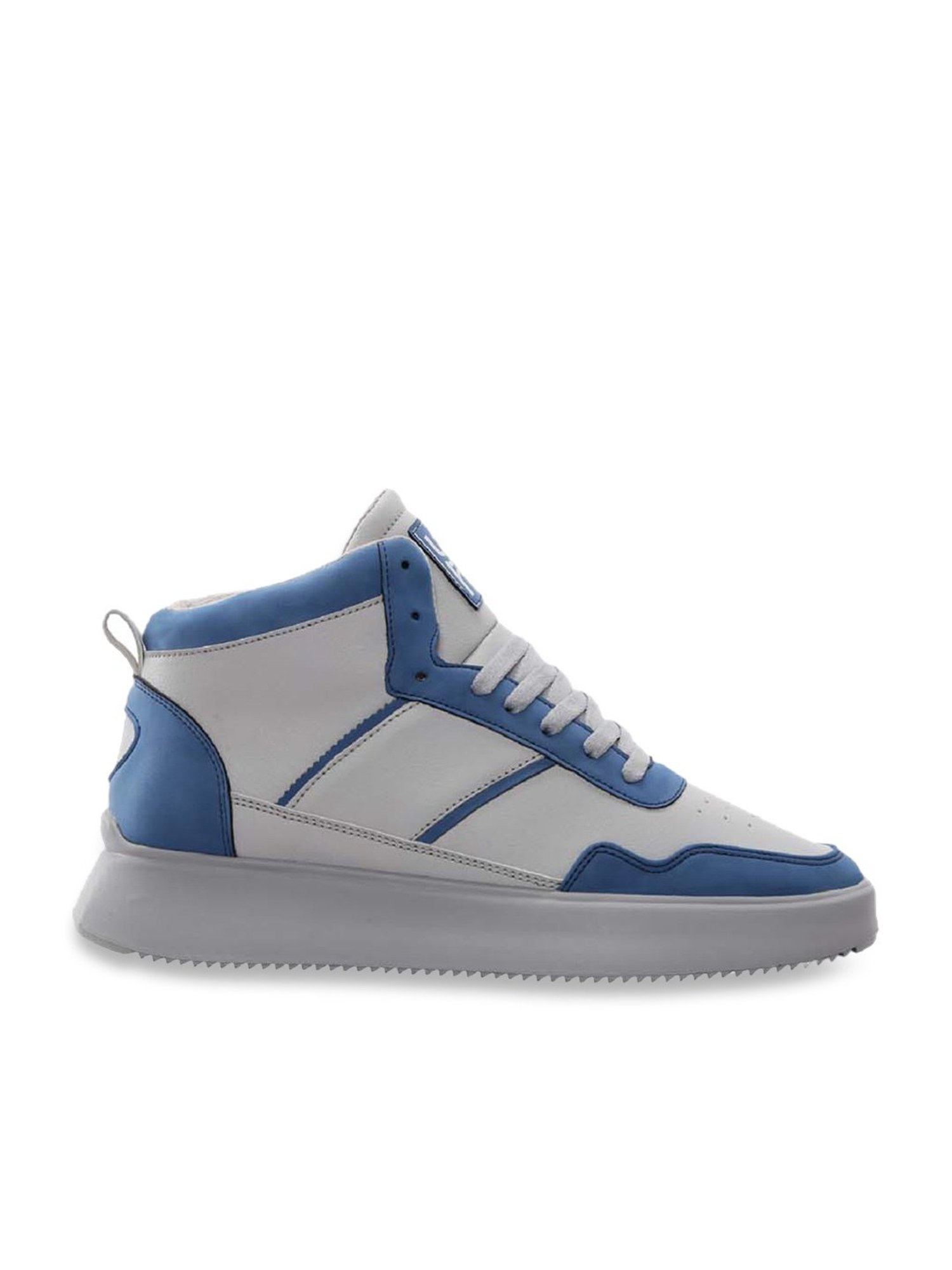 Yoho Men's White & Blue Ankle High Sneakers