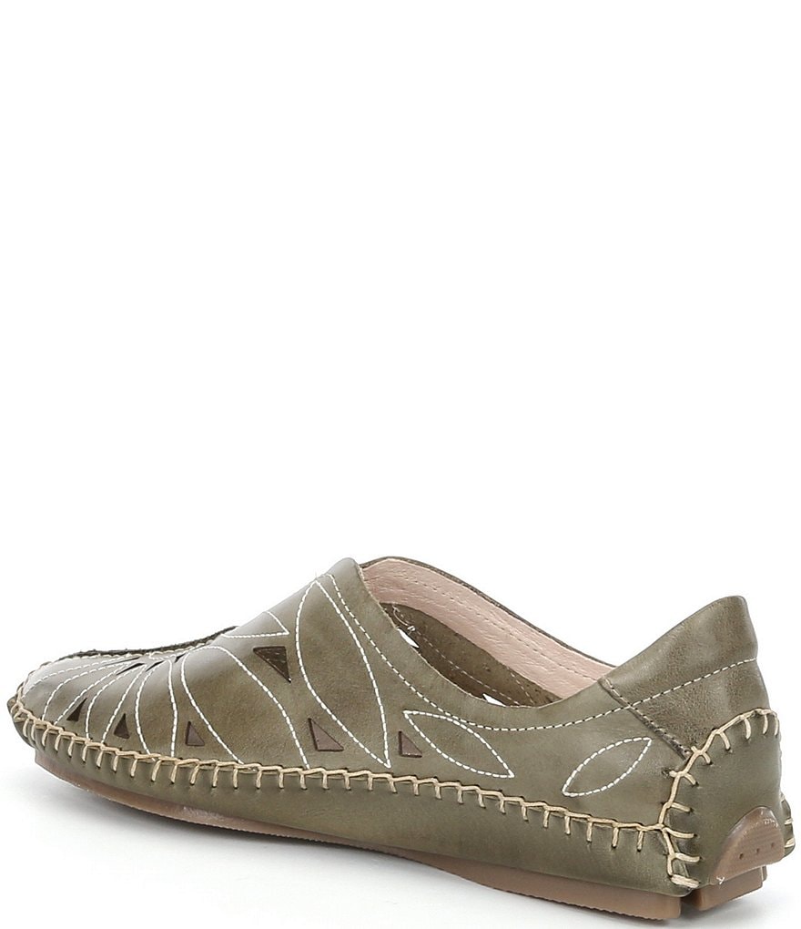 Pikolinos Jerez Floral Leather Cut-Out Detail Slip-On Moccasins