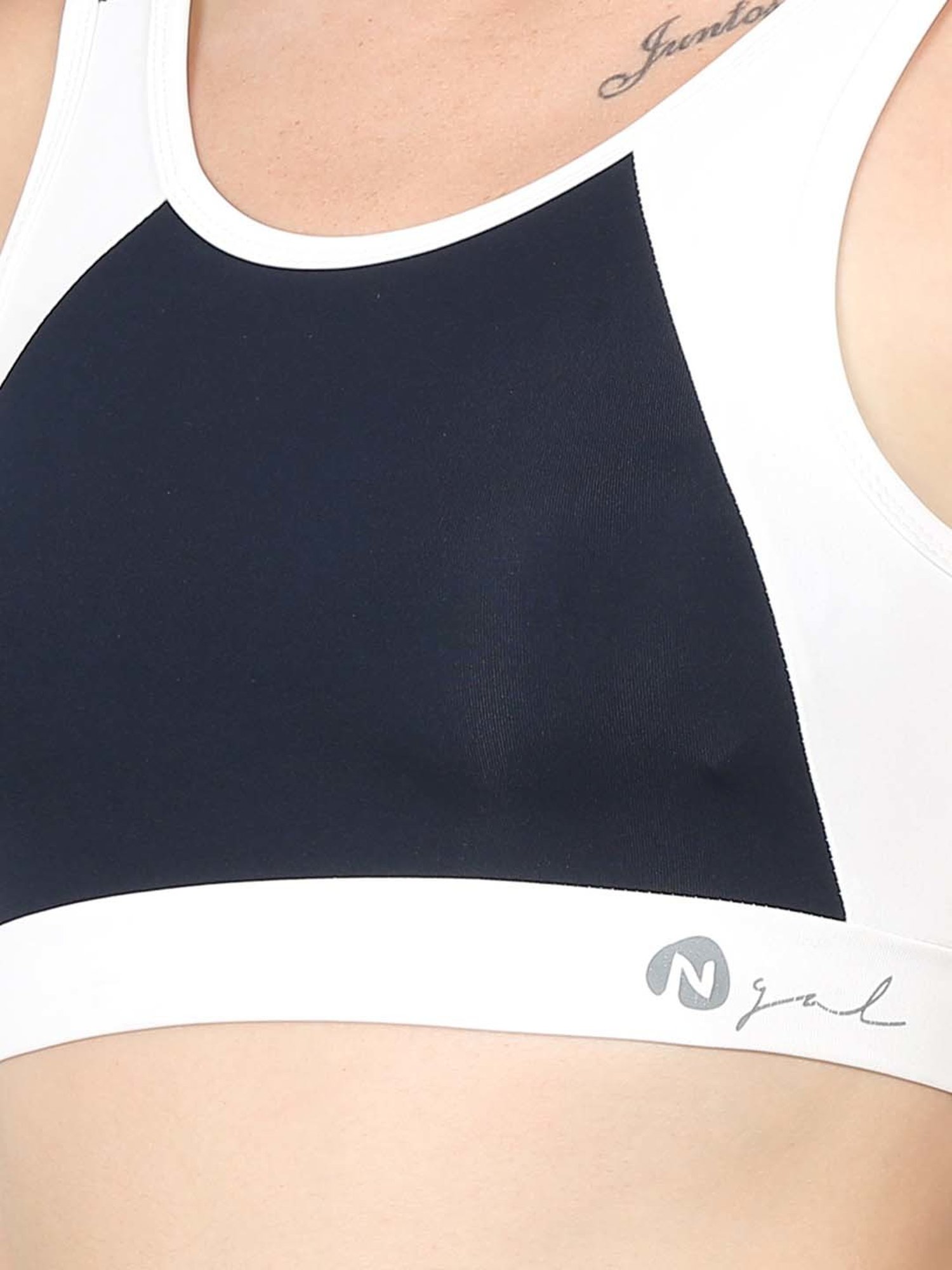 N-Gal Navy & White Printed Sports Bra With Tights Set
