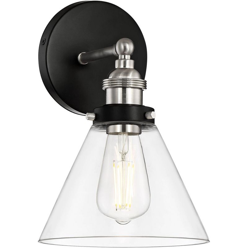 Barnes and Ivy Modern Swing Arm Wall Lamp Antique Brass Plug-In Light Fixture Taupe Fabric Bell Shade Bedroom Living Room Reading