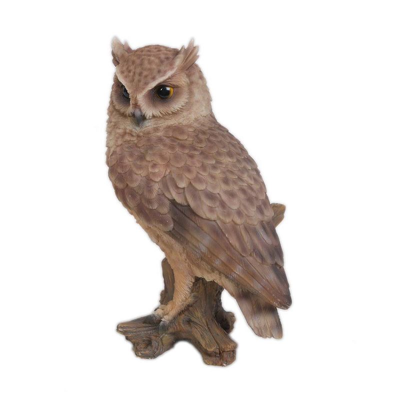 7" Polyresin Small Screech Owl in Stump Statue Brown - Hi-Line Gift