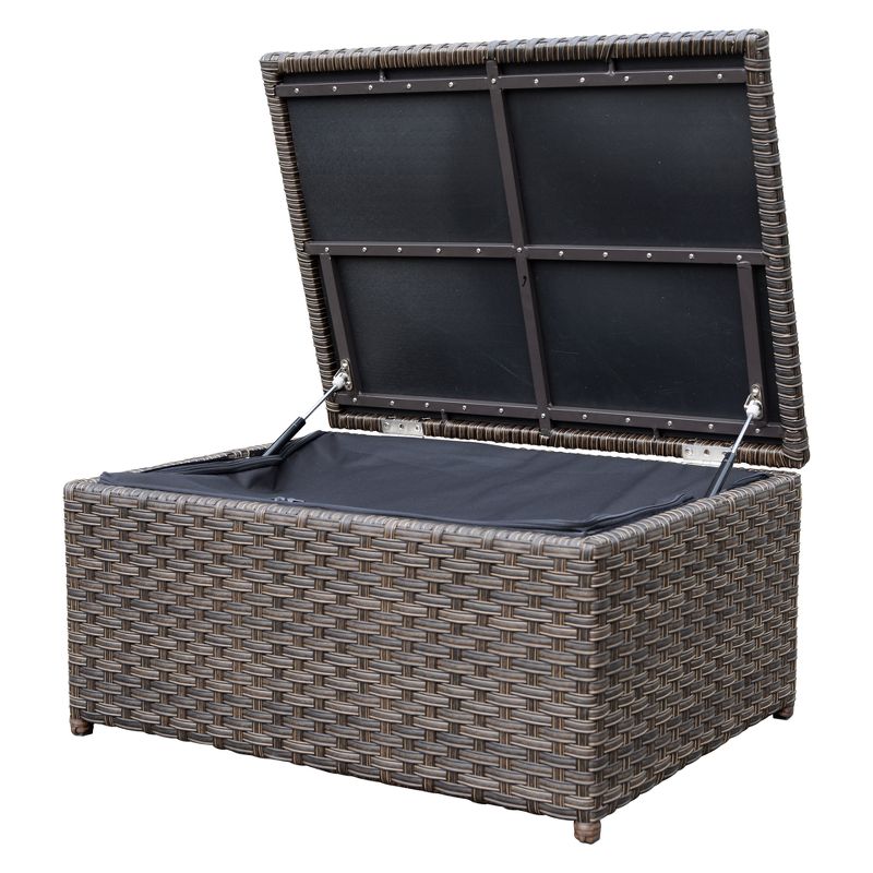 3pc Rooftop Outdoor Sofa Sectional with Cushions & Coffee Table - Brown - Courtyard Casual