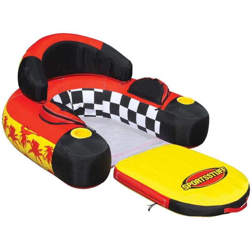 SPORTSSTUFF 54-1602 Siesta Lounge Inflatable Water Float Raft Pool Lake Lounger with Two Cup Holders, Built-In Handles, and Zippered Pockets