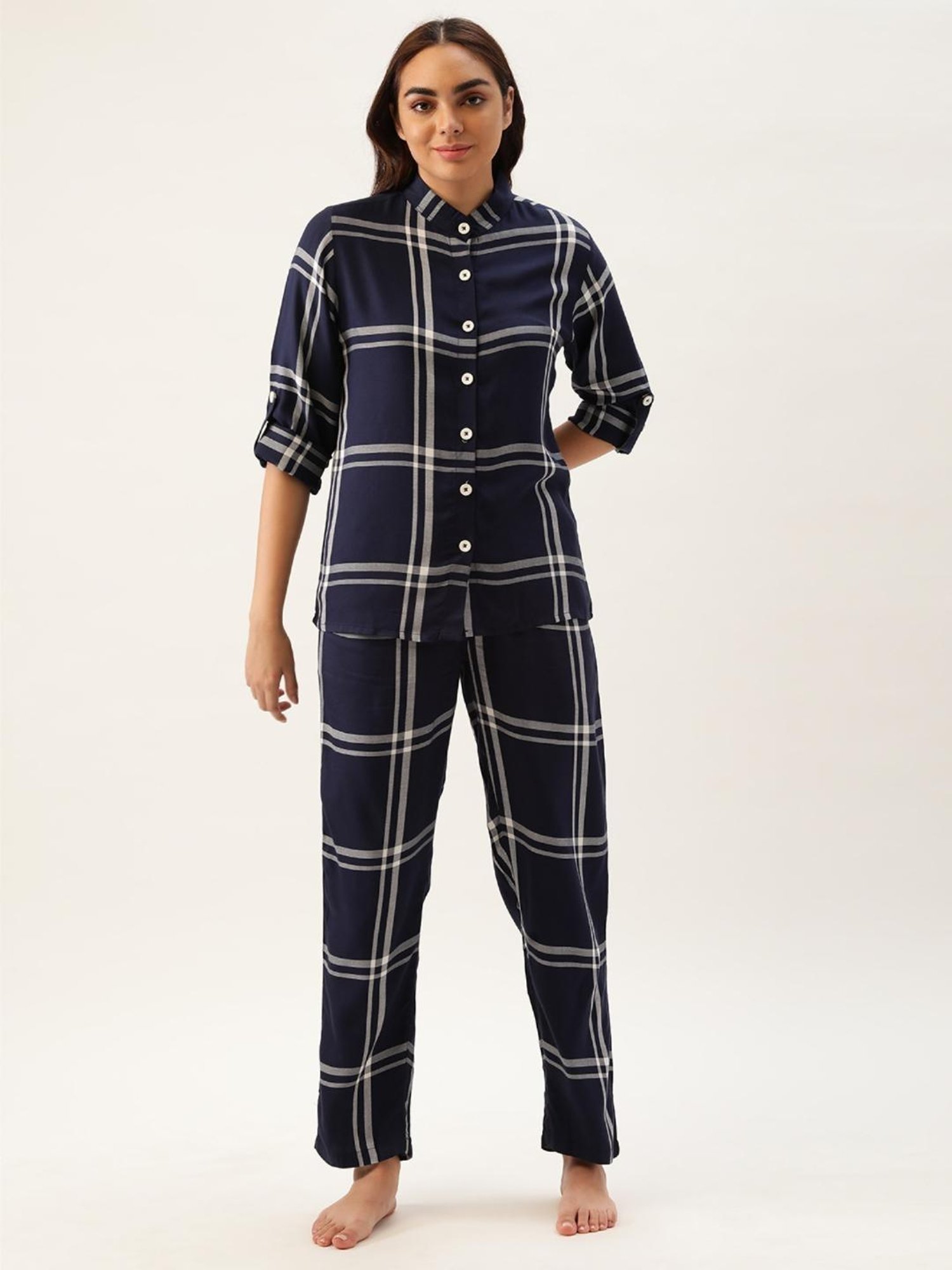 Clt.s Navy Checks Pajama Set
