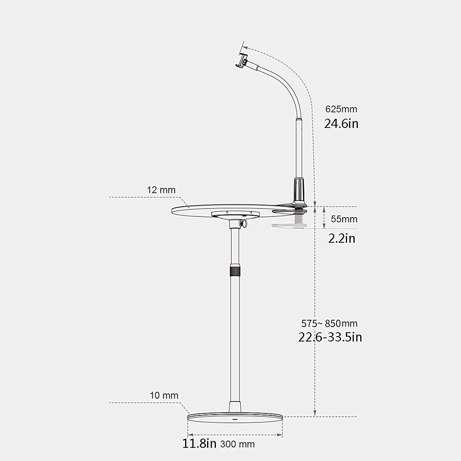 hongbanlemp Mobile Projector Projector Laptop Floor Stand - Holder for Projector, Tablet Holder Mount with Adjustable Height and Gooseneck Phone Holder Projector Tripod Stand (Color : Black)