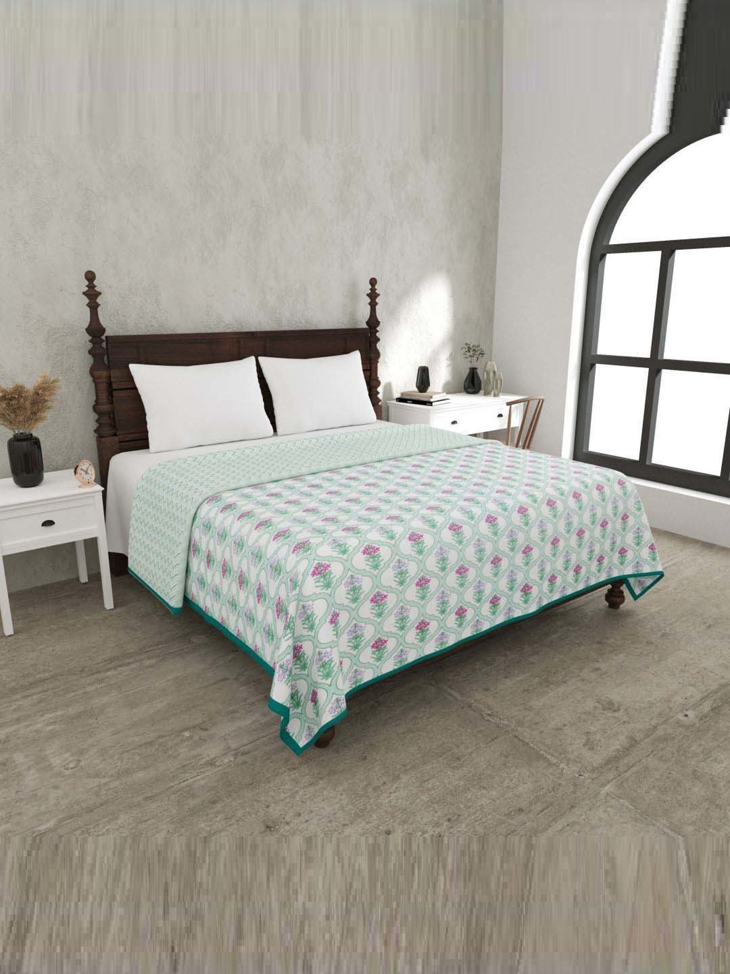 JaipurFabric Persian Blue Mulmul Cotton 150 GSM Reversible Ac Dohar