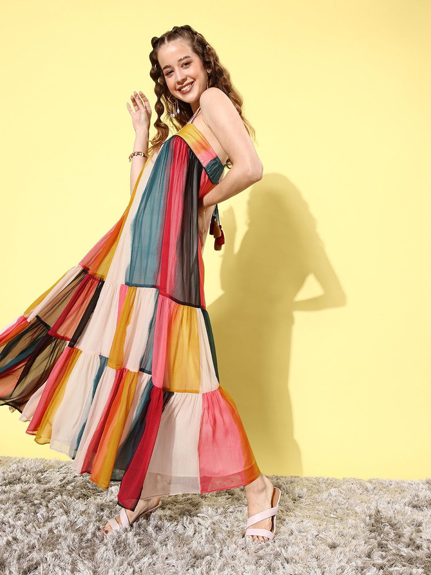 QUIERO Multicolor Tie & Dye Fit & Flare Dress