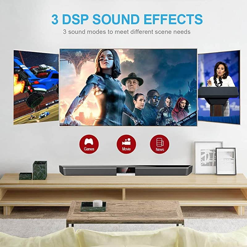 for TV Bluetooth Sound Bar Home Theater with Subwoofer and TV Surround Sound System can be Connected to BluetoothAUXOptical FiberUSB Wall Mountable Remote Control