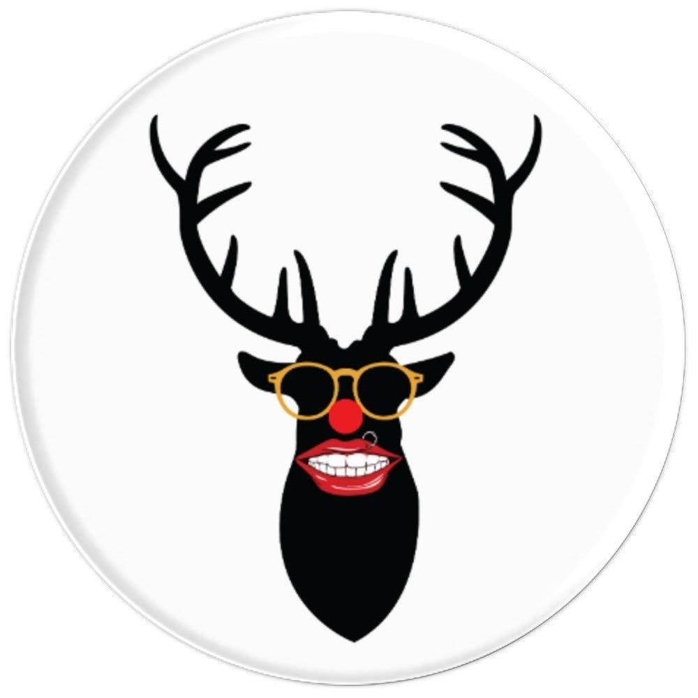 Mounted Deer Head With Antlers - Christmas Hipster Reindeer PopSockets Grip and Stand for Phones and Tablets