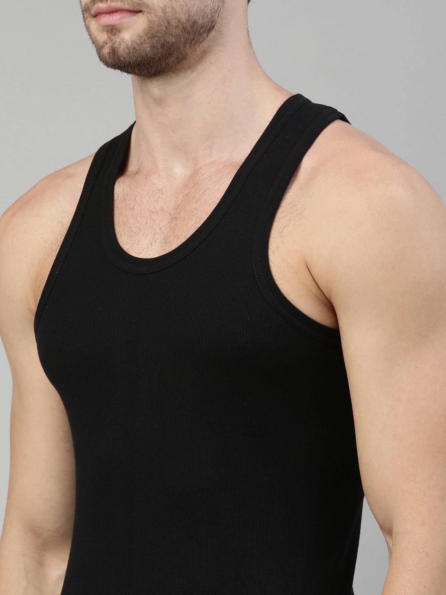 Dixcy Scott Originals Black Cotton Regular Fit Vest - Pack Of 2