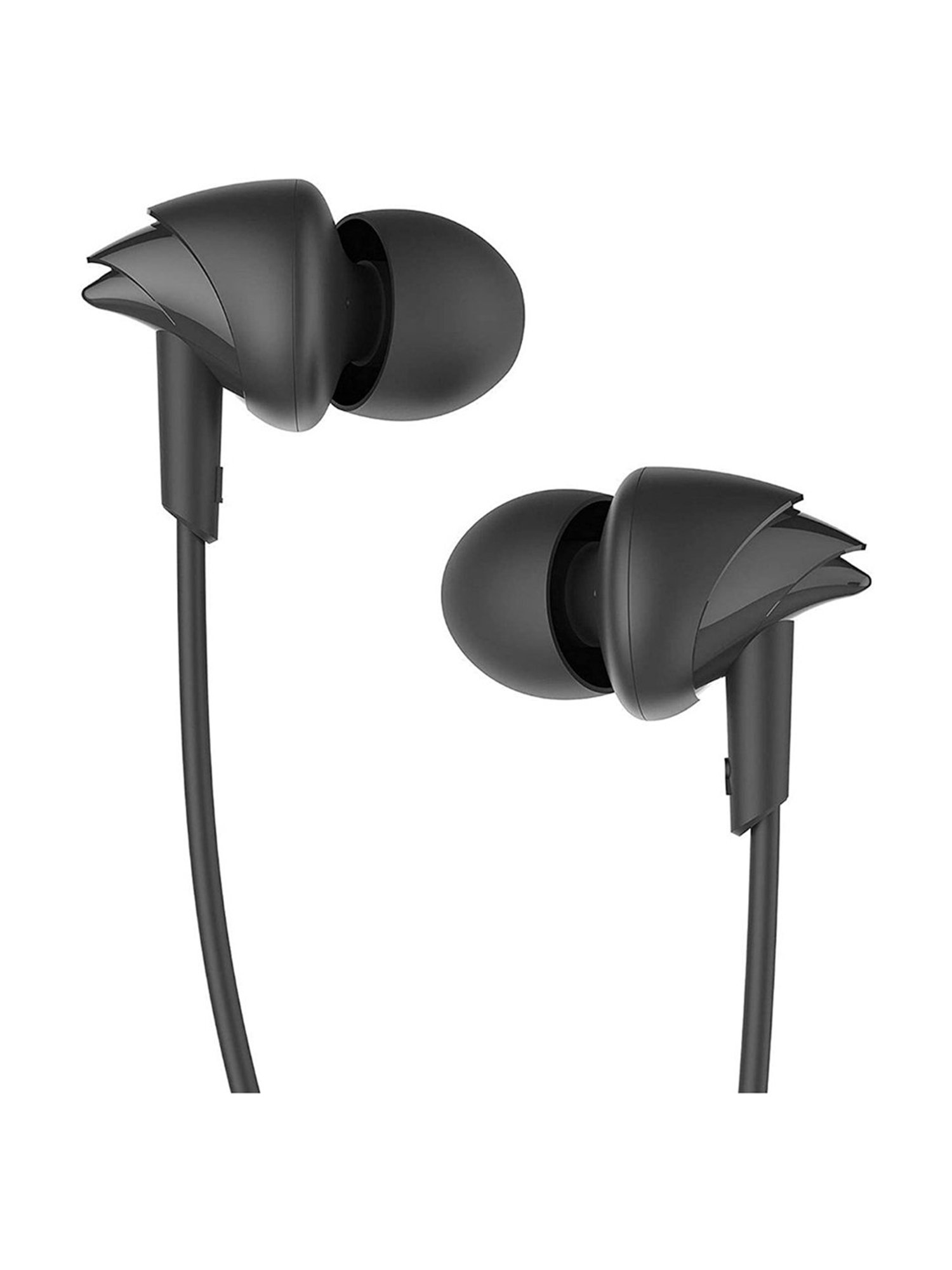 boAt BassHeads 100 T Wired Earphones with Super Extra Bass, Hawk-Inspired Design and Mic (Black)
