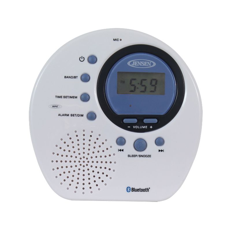2) New Pyle PSR6 LCD Digital Hanging Waterproof AM/FM Shower Clock Radio White