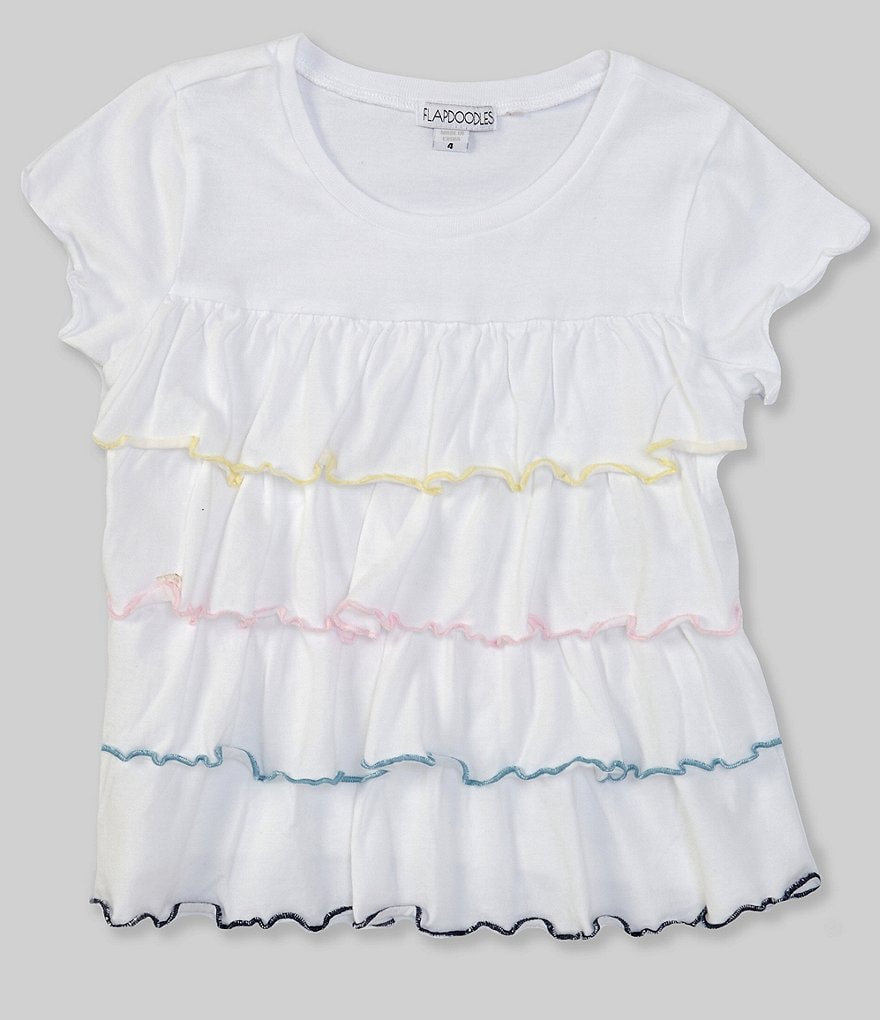 Flapdoodles Little Girls 2T-6X Short-Sleeve Tiered Lettuce-Edge Tee