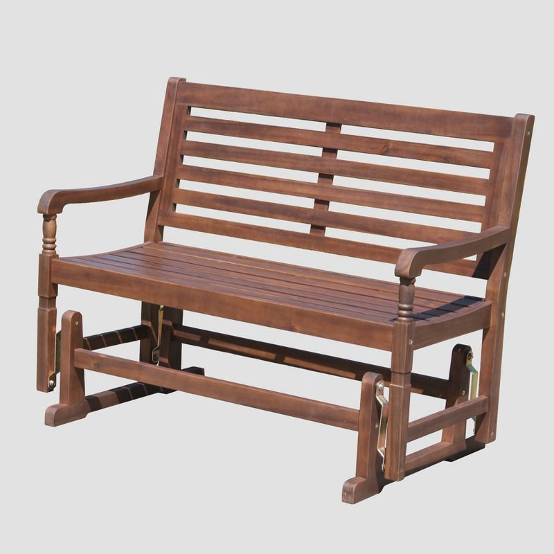Wood Outdoor Bench in Natural Brown-Pemberly Row