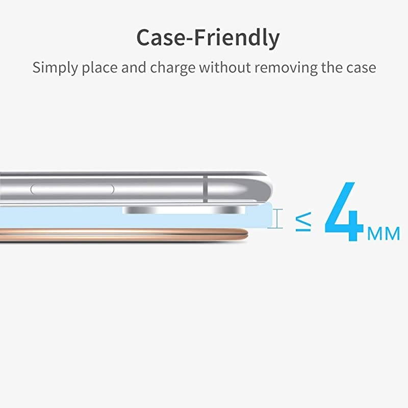 Wireless Charger, Metal Frame Ultra-Thin Fast Charging Pad, 7.5W Compatible iPhone 12/Mini/Pro/Pro Max/11, 10W Fast Charging Galaxy S20/Note10, Pixel 3/4(No AC Adapter), Black