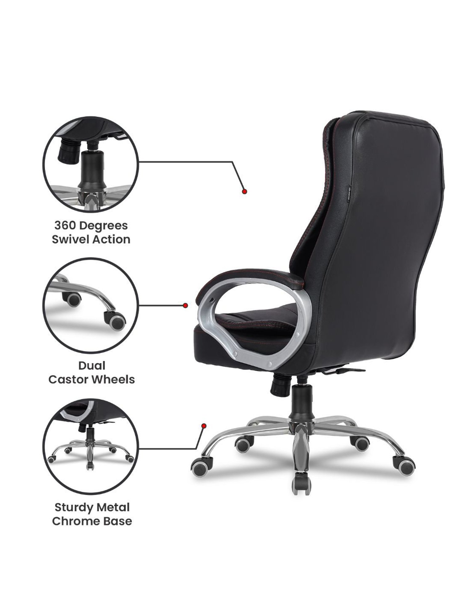 Green Soul Vienna Black PU Leather High Back Chair