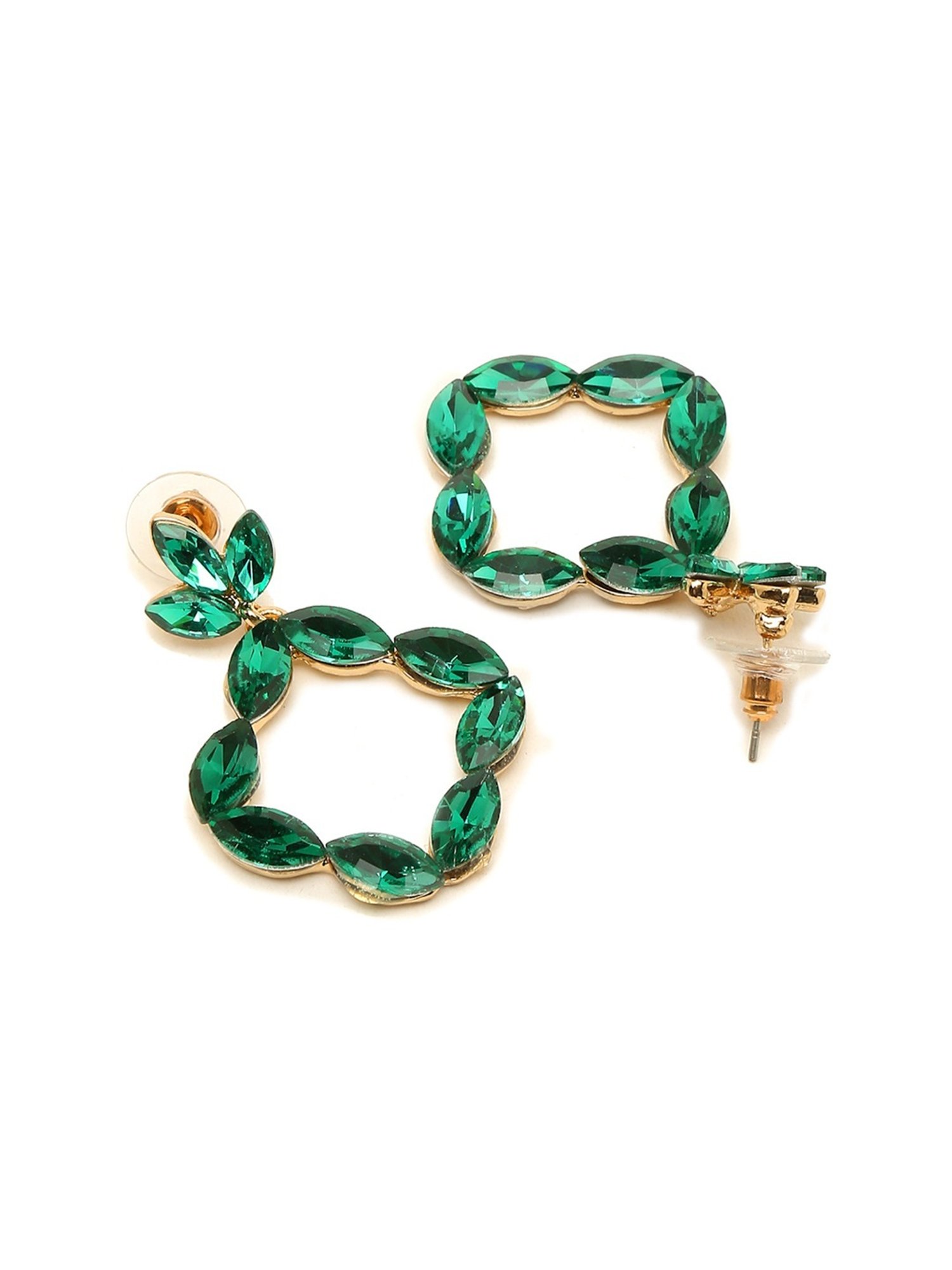 YouBella Contemporary Golden Green Dangler Earrings for Women