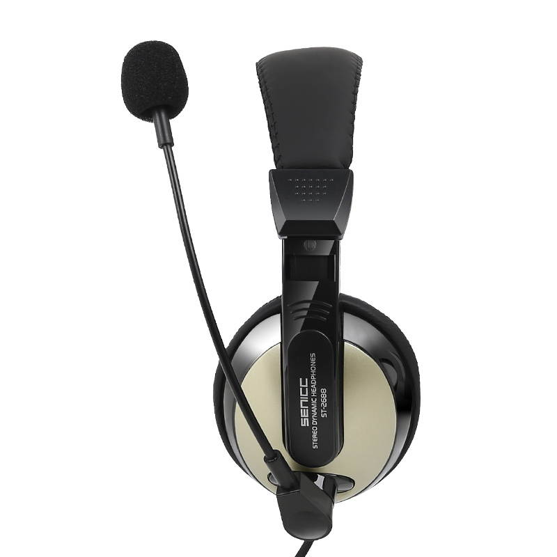 SENICC ST-2688 Stereo Audio Headset with Mic 3.5mm Dual Plugs, Computer Headphones for School Teaching Video Chat Online Class