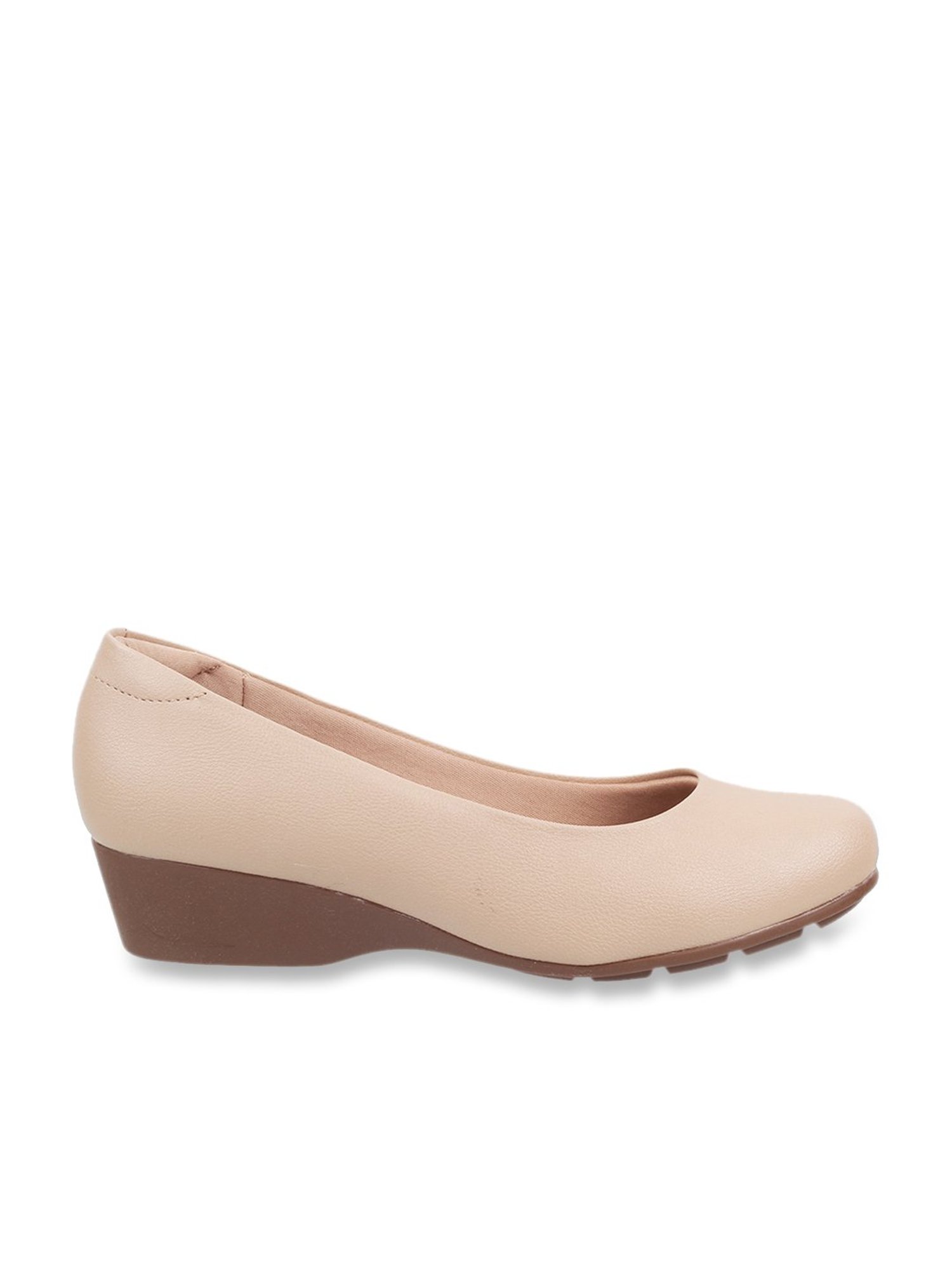 J. Fontini by Mochi Women's Beige Wedge Pumps